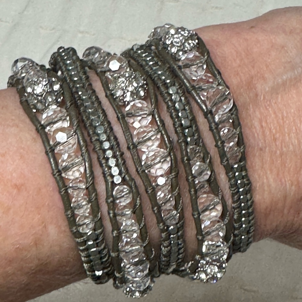 Elegant Silver Crystal Wrap Bracelet